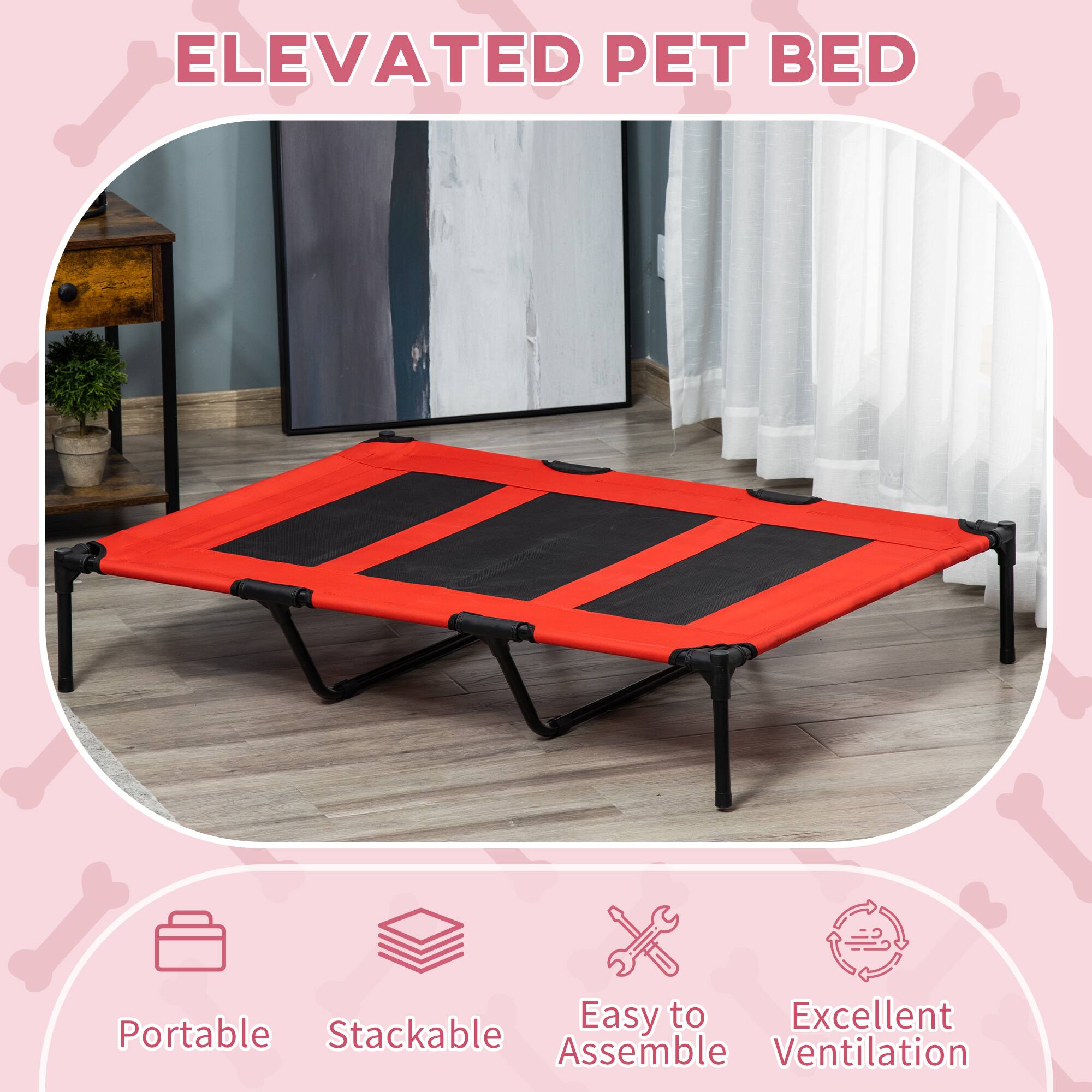 ELEVATED PET BED

- Portable
- Stackable
- Easy to Assemble
- Excellent Ventilation