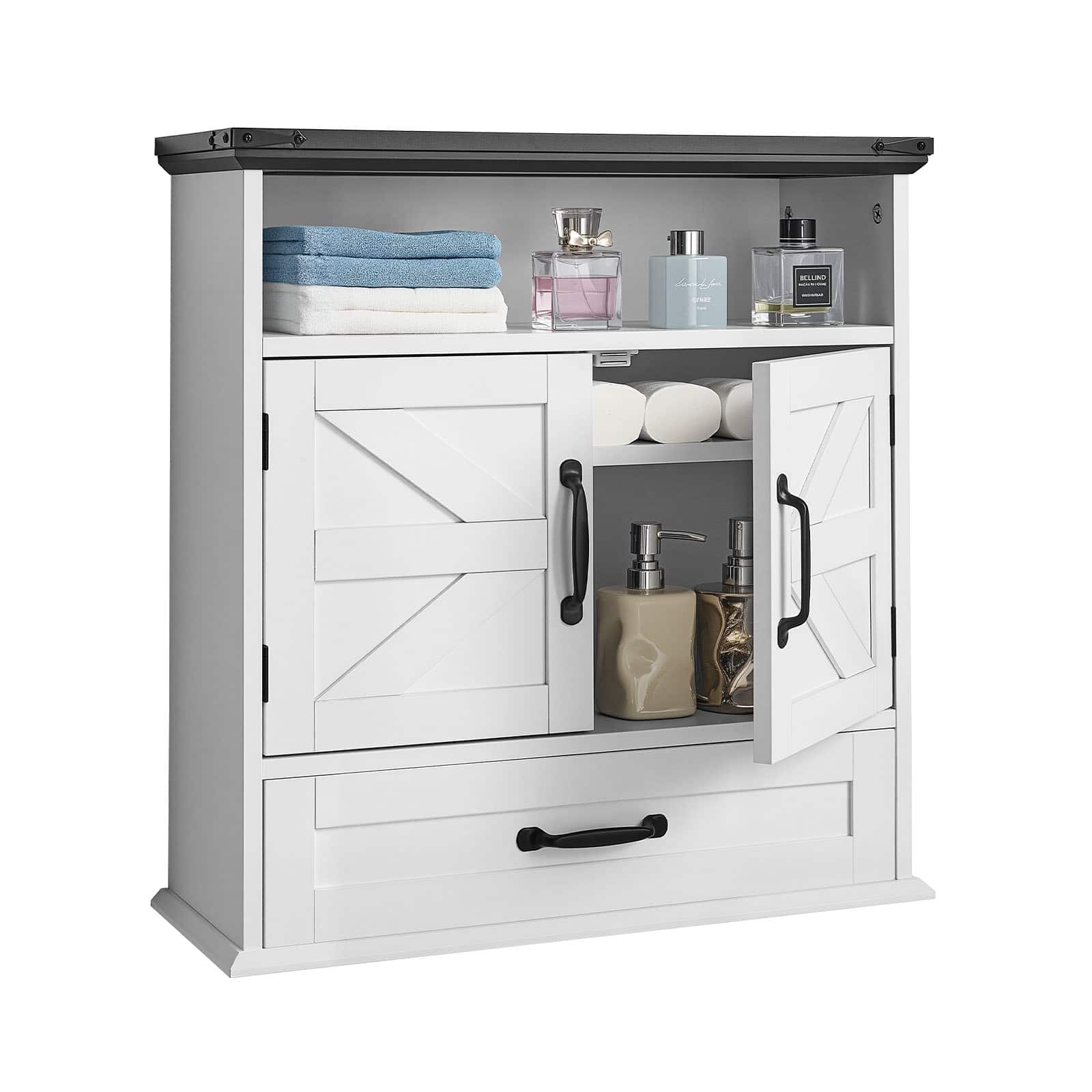 VEVOR - Bathroom Wall Cabinet,2 Doors & Adjustable Shelf,Over the Toilet Storage Medicine Cabinet Wall Mounted,Hanging Organizer - White