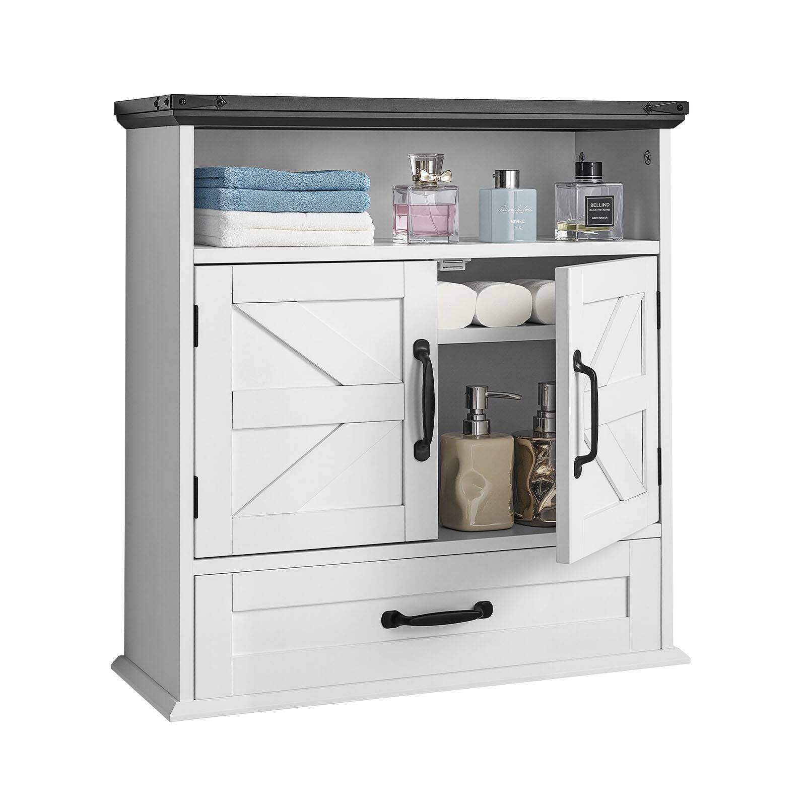 VEVOR - Bathroom Wall Cabinet,2 Doors & Adjustable Shelf,Over the Toilet Storage Medicine Cabinet Wall Mounted,Hanging Organizer - White