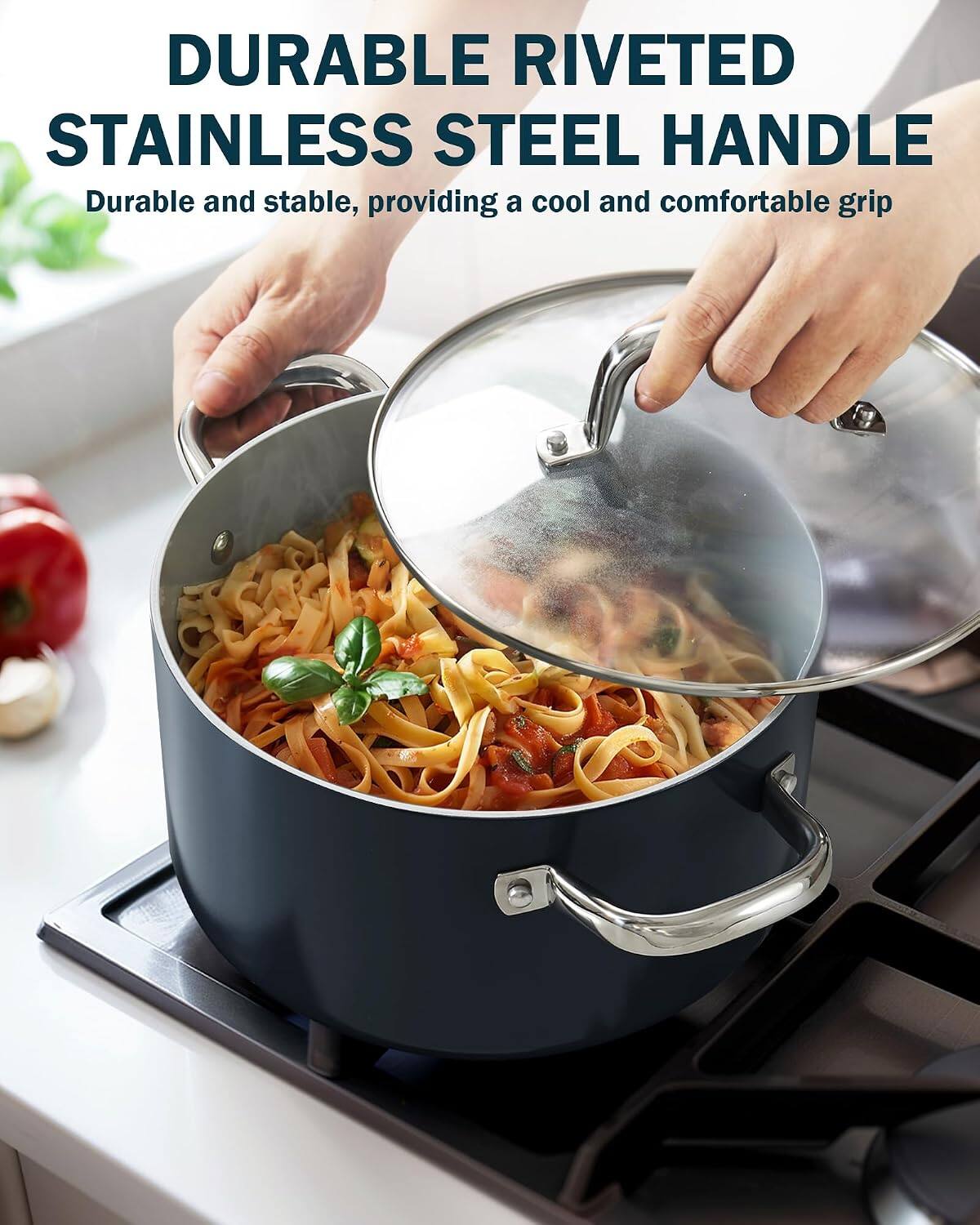 DURABLE RIVETED STAINLESS STEEL HANDLE

Durable and stable, providing a cool and comfortable grip