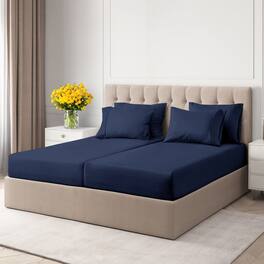 CGK Linens - Ultra Soft Solid 6 Piece Sheet Set - Comfortable Bed Sheets & Extra Pillowcases - Split king - Navy Blue