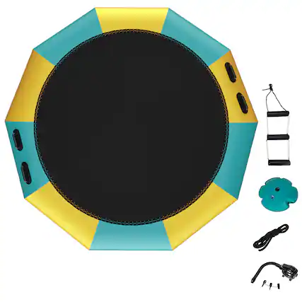Front. Costway - Costway 12FT Inflatable Water Bouncer Splash Padded Water Trampoline - Yellow/Green.