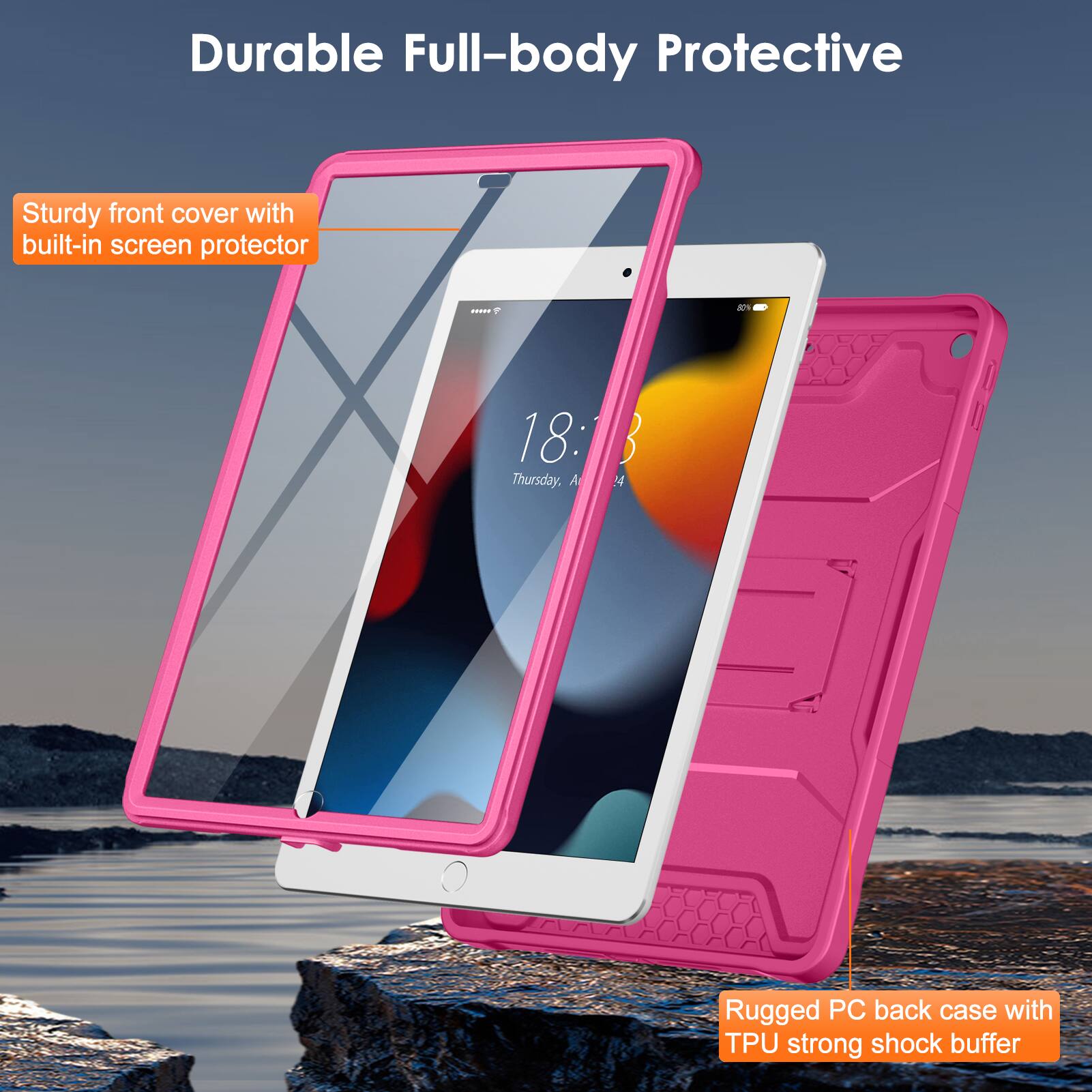 Durable Full-body Protective

Sturdy front cover with built-in screen protector

Rugged PC back case with TPU strong shock buffer