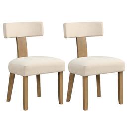 Costway - Set of 2 Armless Dining Chairs with Curved Backrests & Padded Seat Cushions - Beige,Natural