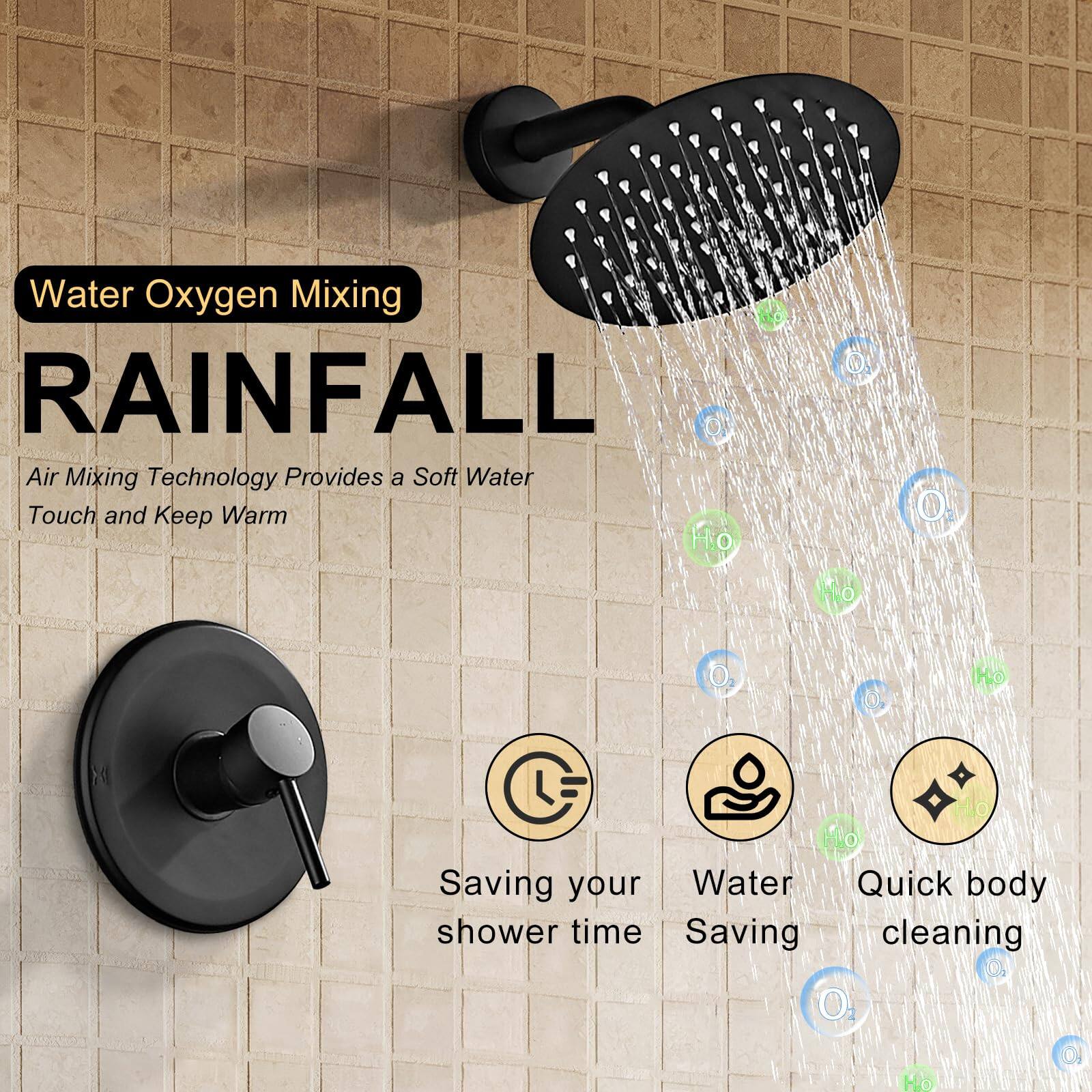 Water Oxygen Mixing  
RAINFALL  
Air Mixing Technology Provides a Soft Water Touch and Keep Warm  

- Saving your shower time  
- Water Saving  
- Quick body cleaning