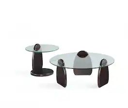 Manhattan Comfort - Artesia Modern Glam 2-Piece Coffee Table & End Table Set - Walnut