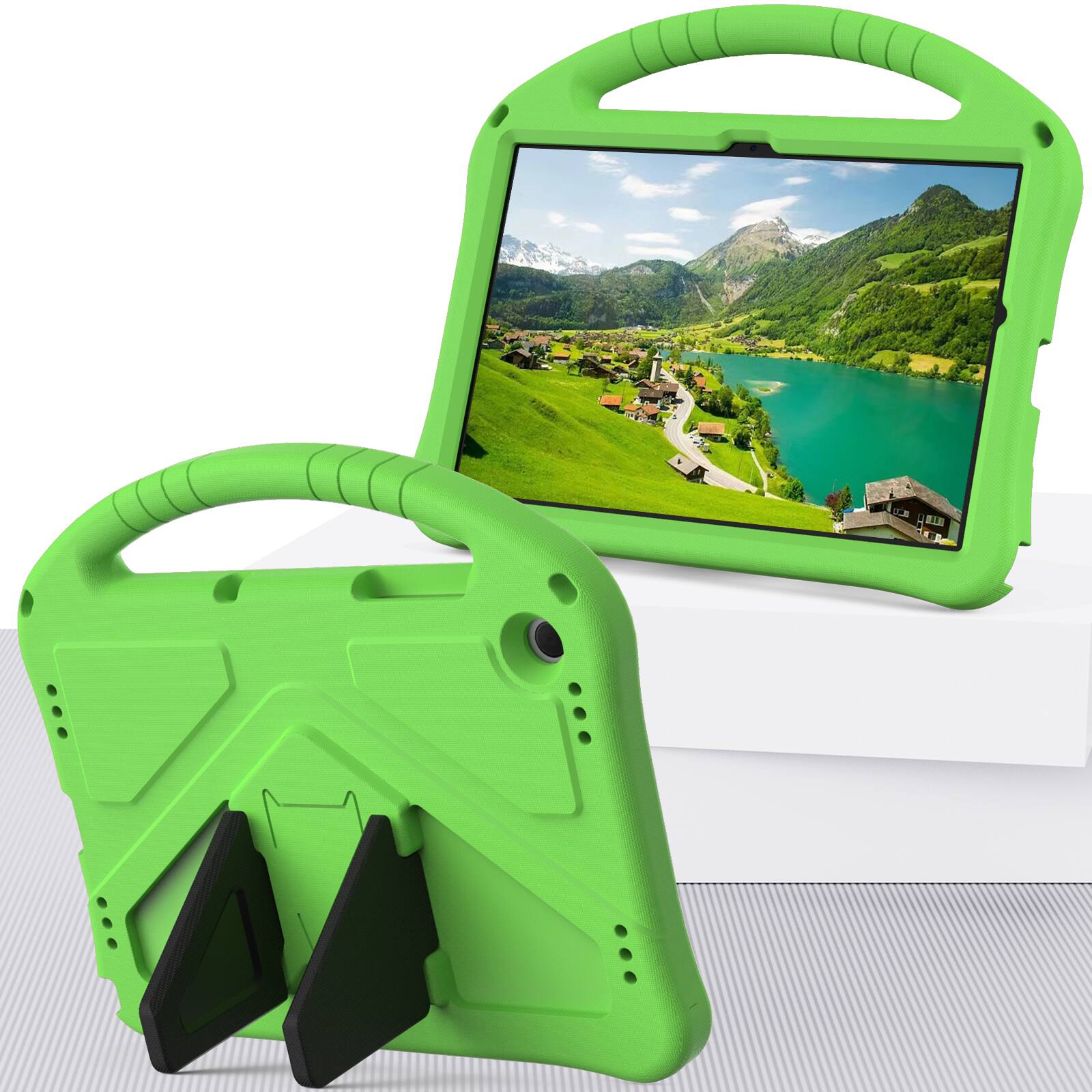Angle. Dteck - For Samsung Galaxy Tab A11+ /Samsung Galaxy Tab A9+ 11'' Lightweight EVA Shockproof Handle Stand Kids Case Cover - Green.
