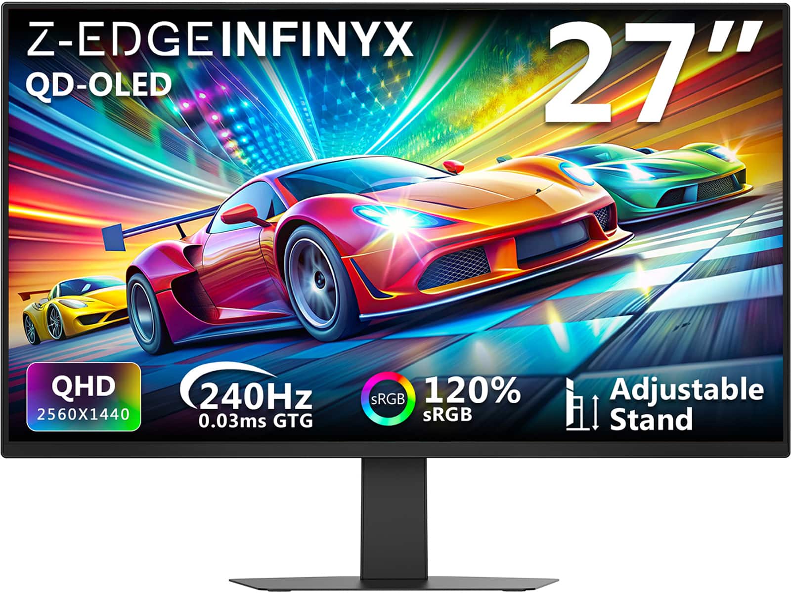 Z Z-Edge - INFINYX X27 27" OLED 2K QHD 2560x1440 240Hz GTG 0.03ms Gaming Monitor, with Adjustable Stand - Black