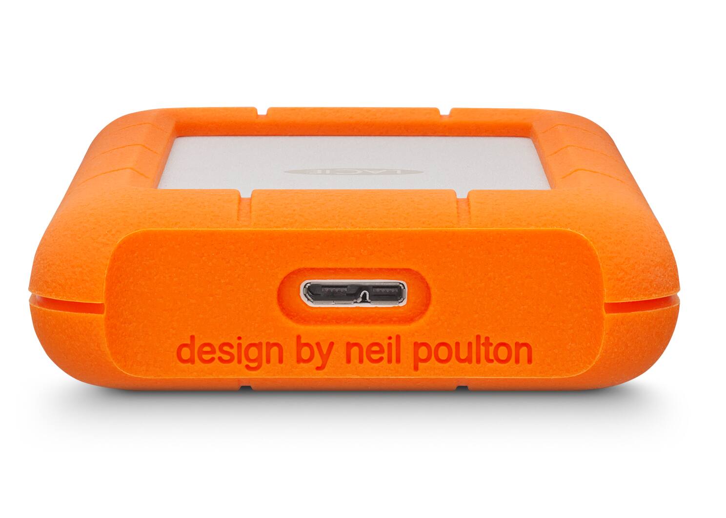 Angle. LaCie - Rugged Mini 4TB External USB 3.0 Portable Hard Drive with Rescue Data Recovery Services - Orange/Silver.