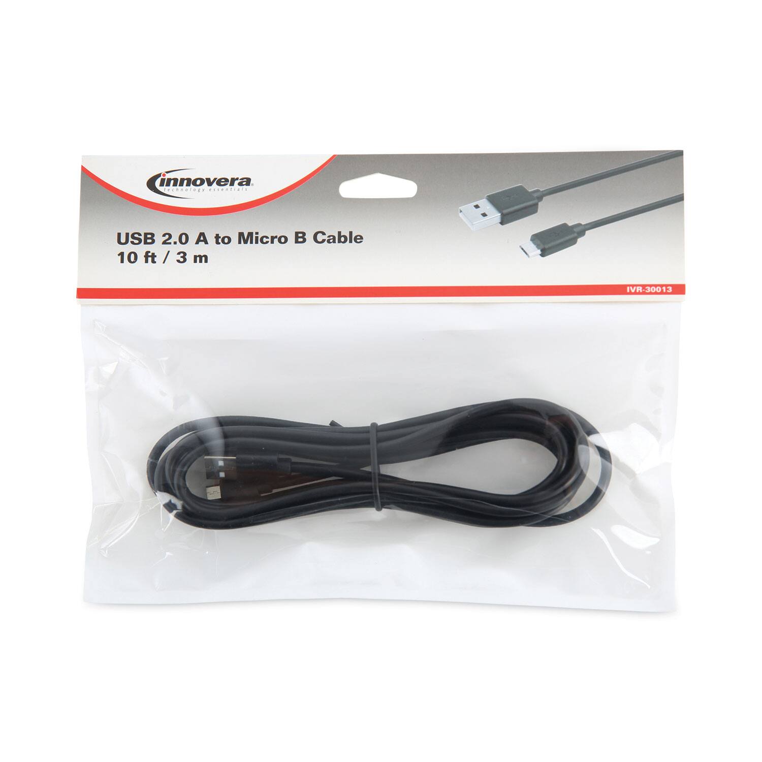 innovera USB 2.0 A to Micro B Cable 10 ft / 3 m IVR-30013