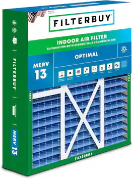 Filterbuy - 16x20x5 MERV 13 Smoke & Allergy Defense, Pleated HVAC AC Furnace Air Filters Replacement for Honeywell & Lennox (1-Pack) - Blue