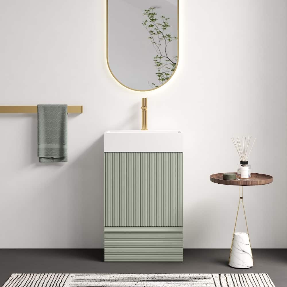 Loheer - 20 inch bathroom vanity freestanding bathroom cabinet with sink - Sage Green