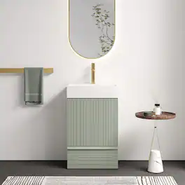 Loheer - 20 inch bathroom vanity freestanding bathroom cabinet with sink - Sage Green