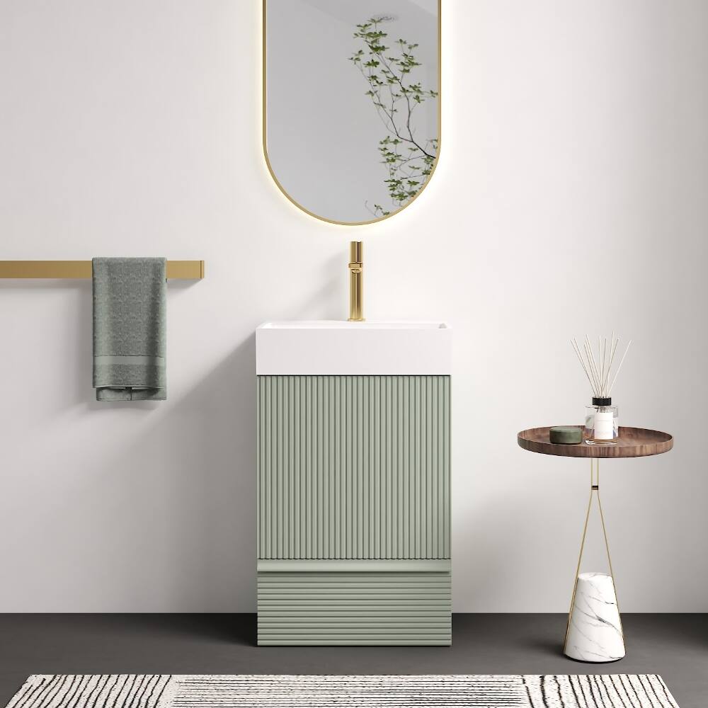 Front. Loheer - Loheer 20 inch sage green bathroom vanity freestanding bathroom cabinet with sink - Sage Green.