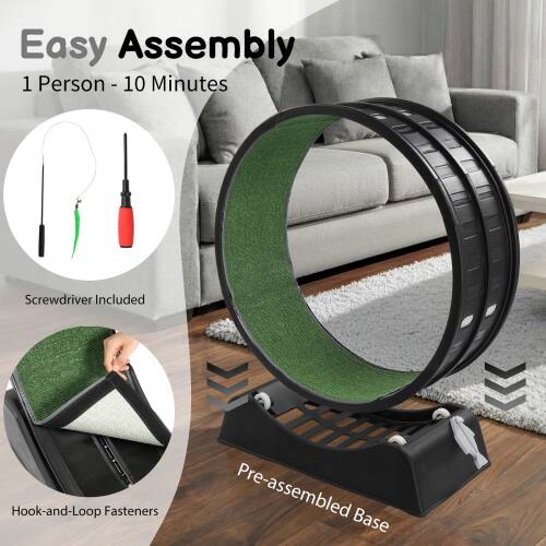 Easy Assembly  
1 Person - 10 Minutes  
Screwdriver Included  
Hook-and-Loop Fasteners  
Pre-assembled Base