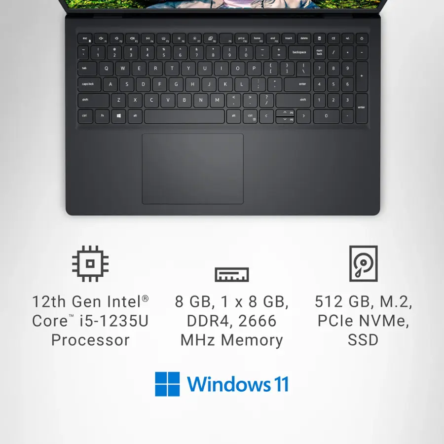 * 12th Gen Intel Core i5-1235U Processor
* 8 GB, 1 X 8 GB DDR4, 2666 MHz Memory
* 512 GB, M.2, PCle NVMe, SSD
* Windows 11