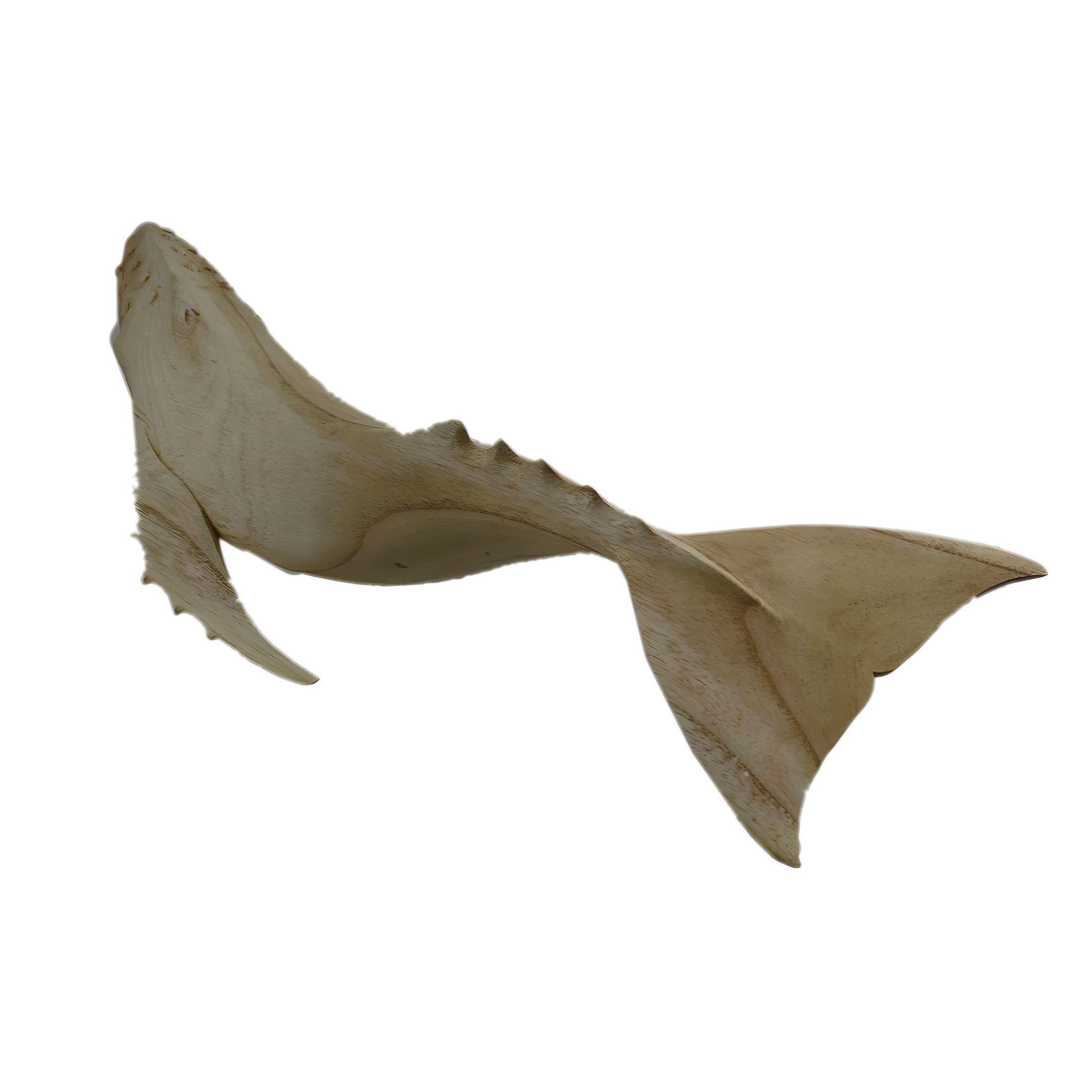 Alt View 2. Zeckos - Hand Carved Wood Whale Statue 19in - Beige.