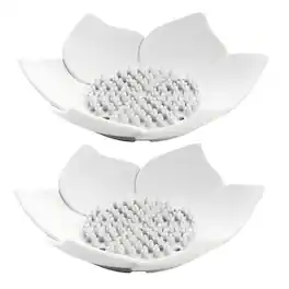 Kitcheniva - Silicone Self-Draining Flower Soap Dish 2 Pcs, White