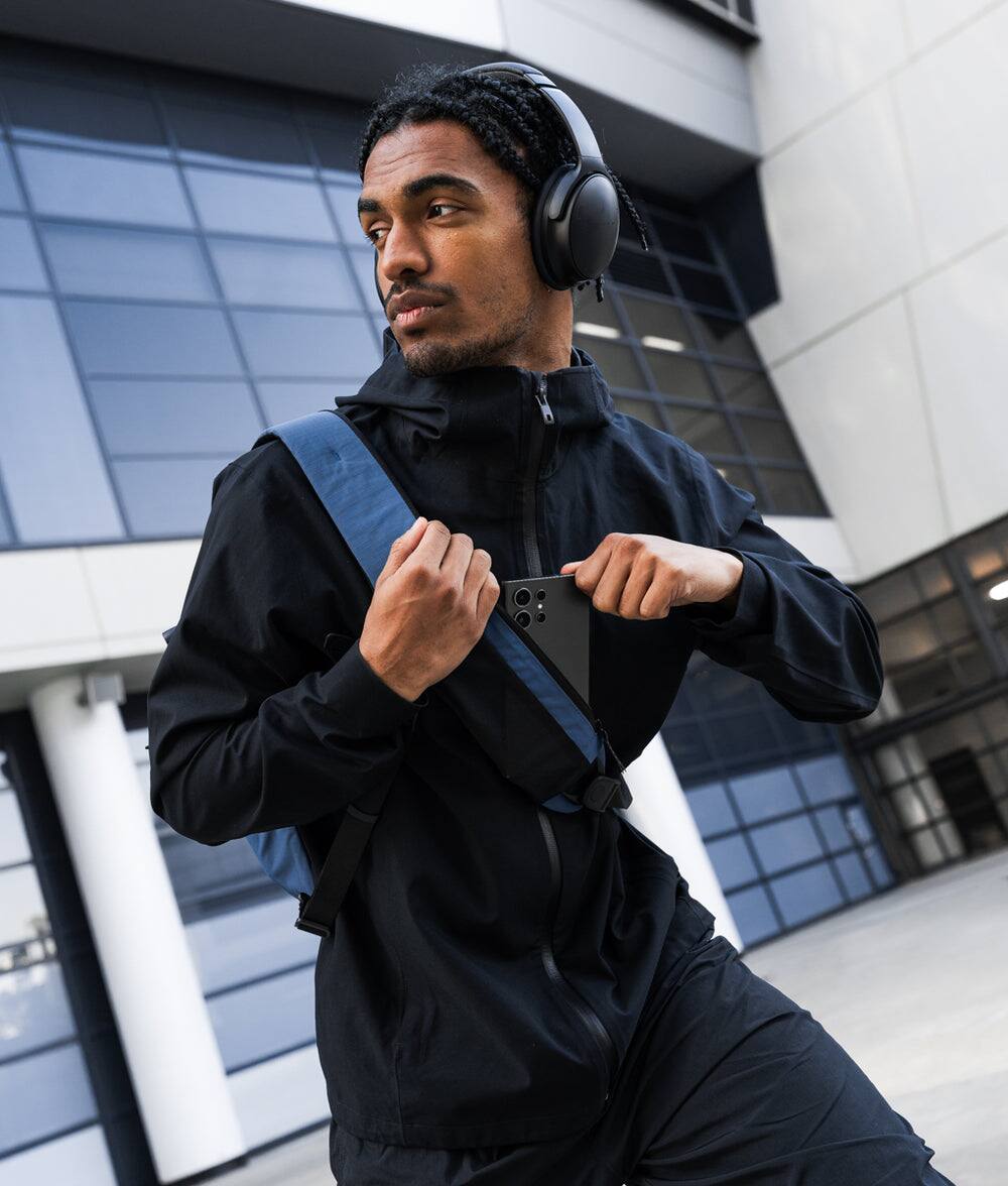 Alt View 9. ALPAKA - Crossbody Sling Bag 7.5L (Right Shoulder) for Men, Fits 11" Tablet, Phone Sleeve, Bottle Pocket, Luggage Pass-Through - Blue Axoflux 210D.