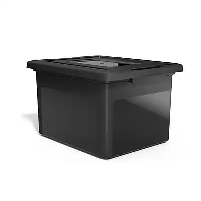 Front. Staples - File Box Plastic File Box Snap, Letter/Legal Size (140169/140140) - Black.