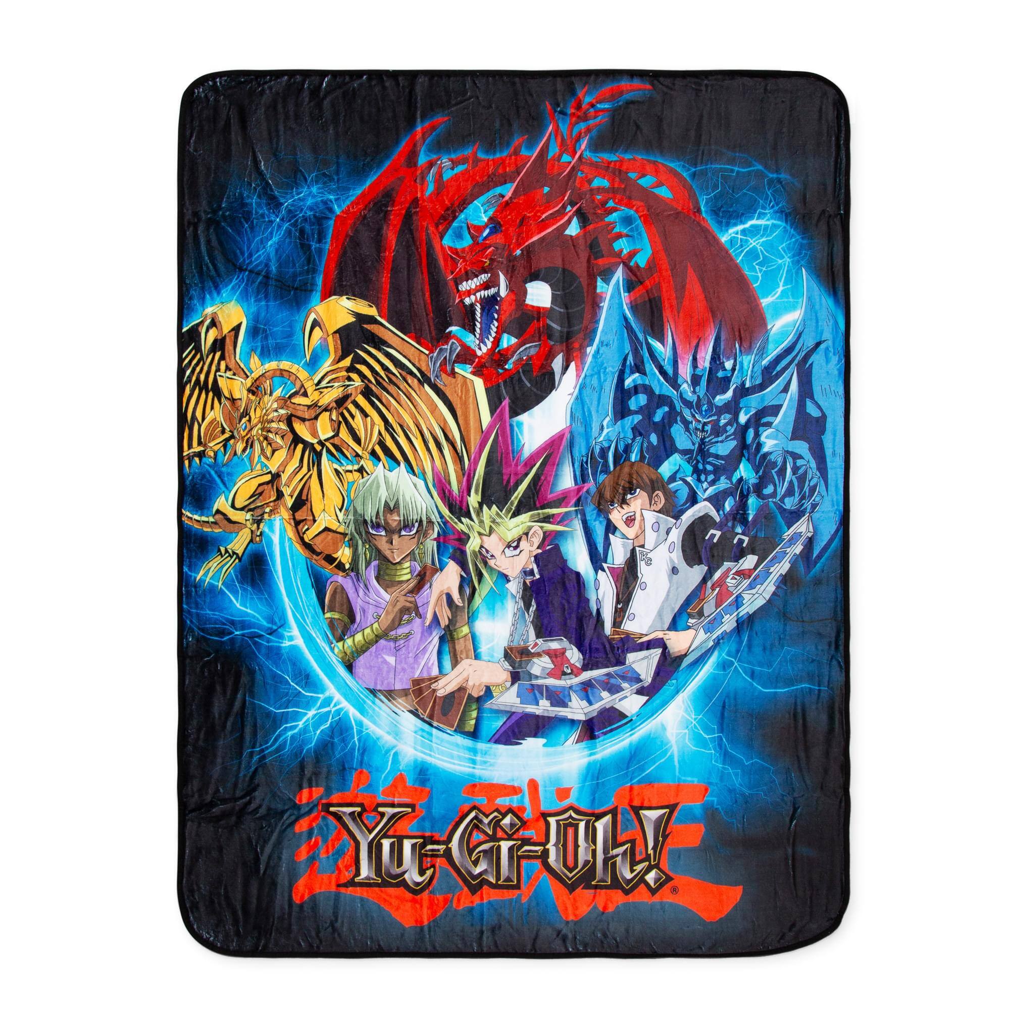 Front. Surreal Entertainment - Yu-Gi-Oh! Monster Spirits Fleece Throw Blanket | 45 x 60 Inches - Blue.