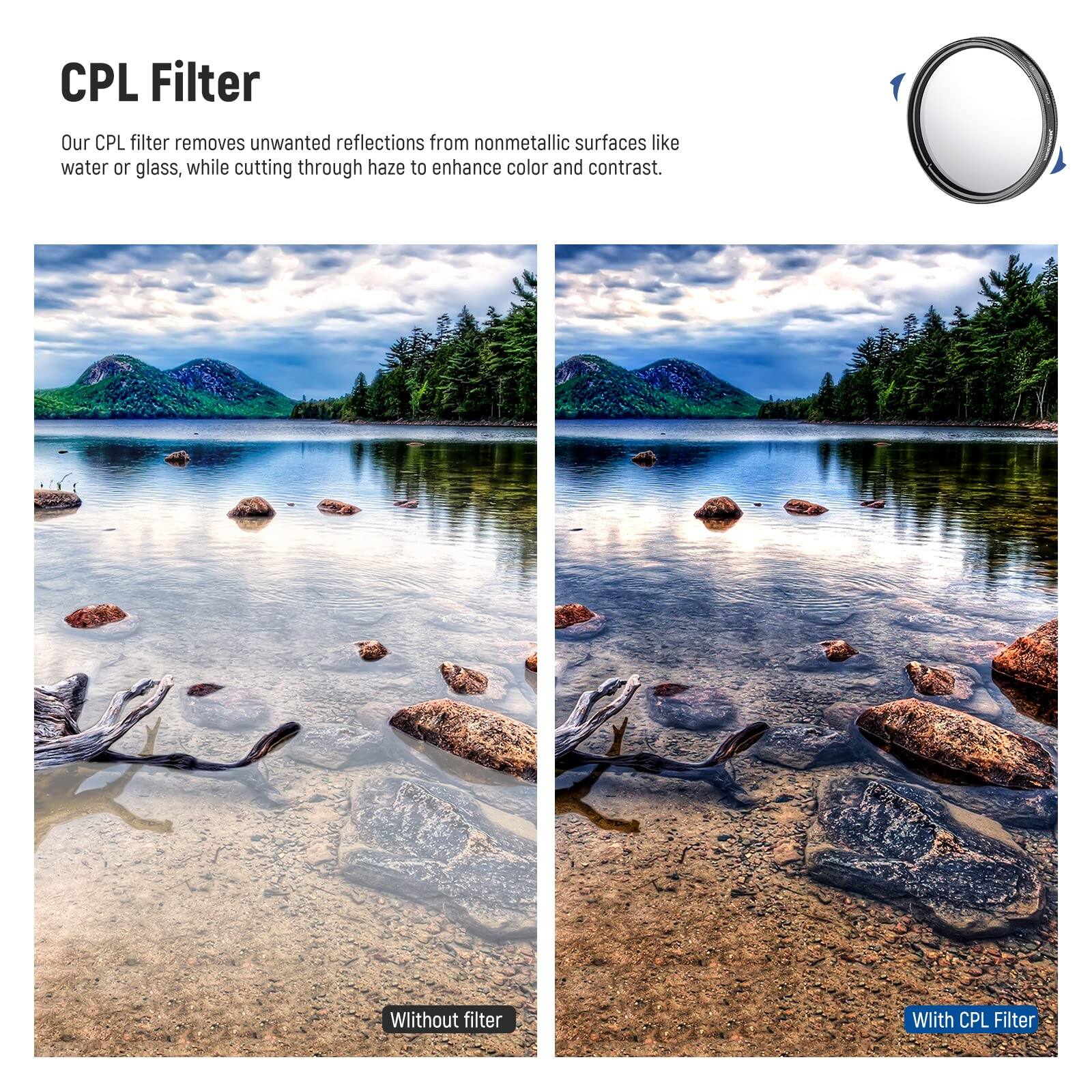 CPL Filter

Our CPL filter removes unwanted reflections from nonmetallic surfaces like water or glass, while cutting through haze to enhance color and contrast.

Without filter

With CPL Filter