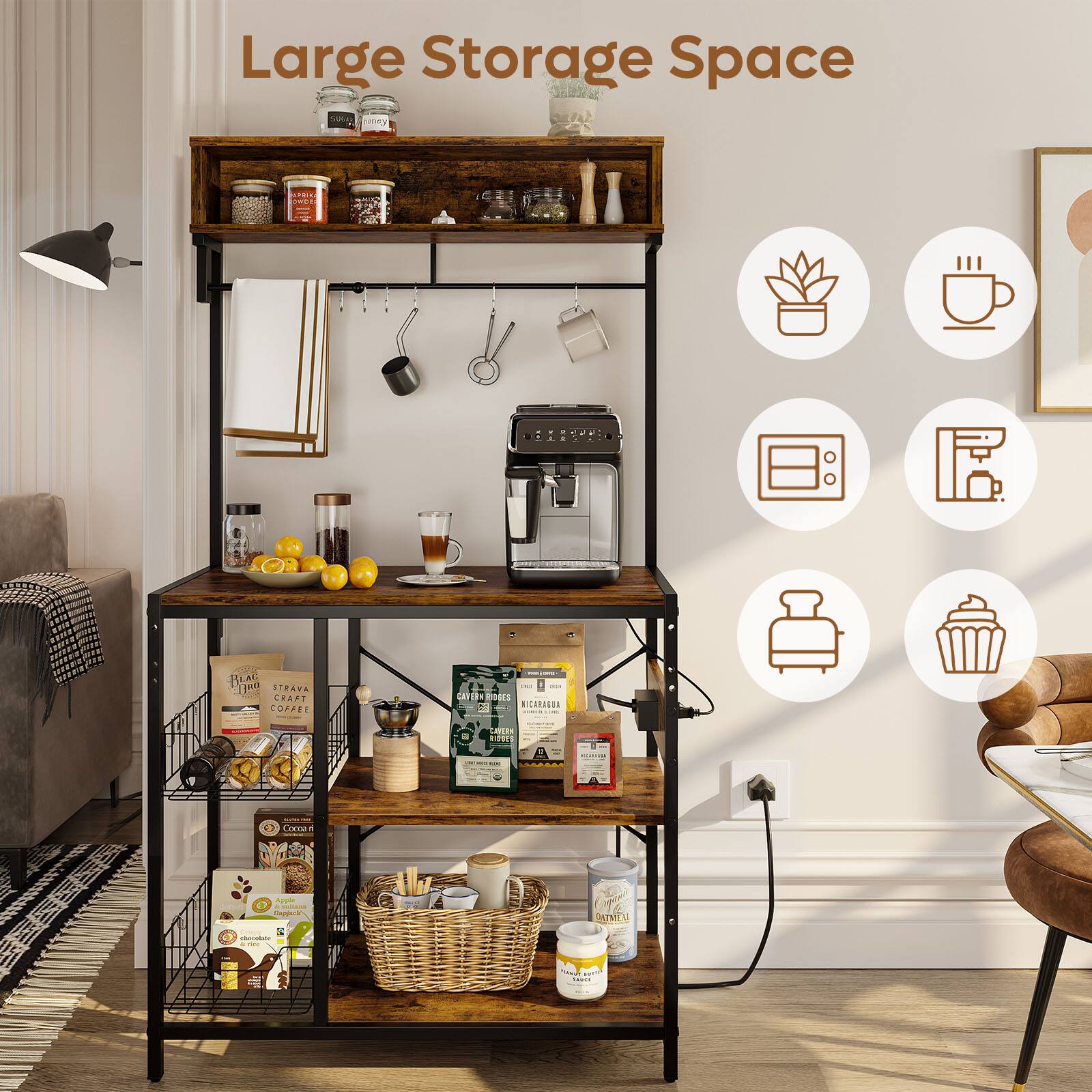 Large Storage Space

- Plant
- Coffee
- Microwave
- Coffee Maker
- Bottle
- Cupcake