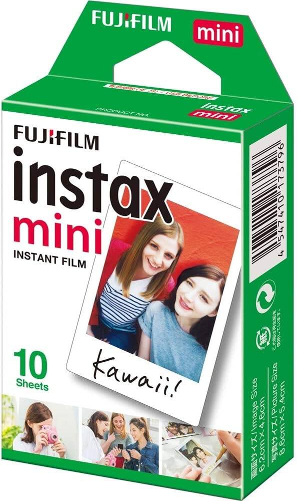 FUJIFILM instax mini INSTANT FILM  
10 Sheets  
Size: 6cm x 4cm  
Picture Size: 5.4cm x 4.6cm  
Kawaii!