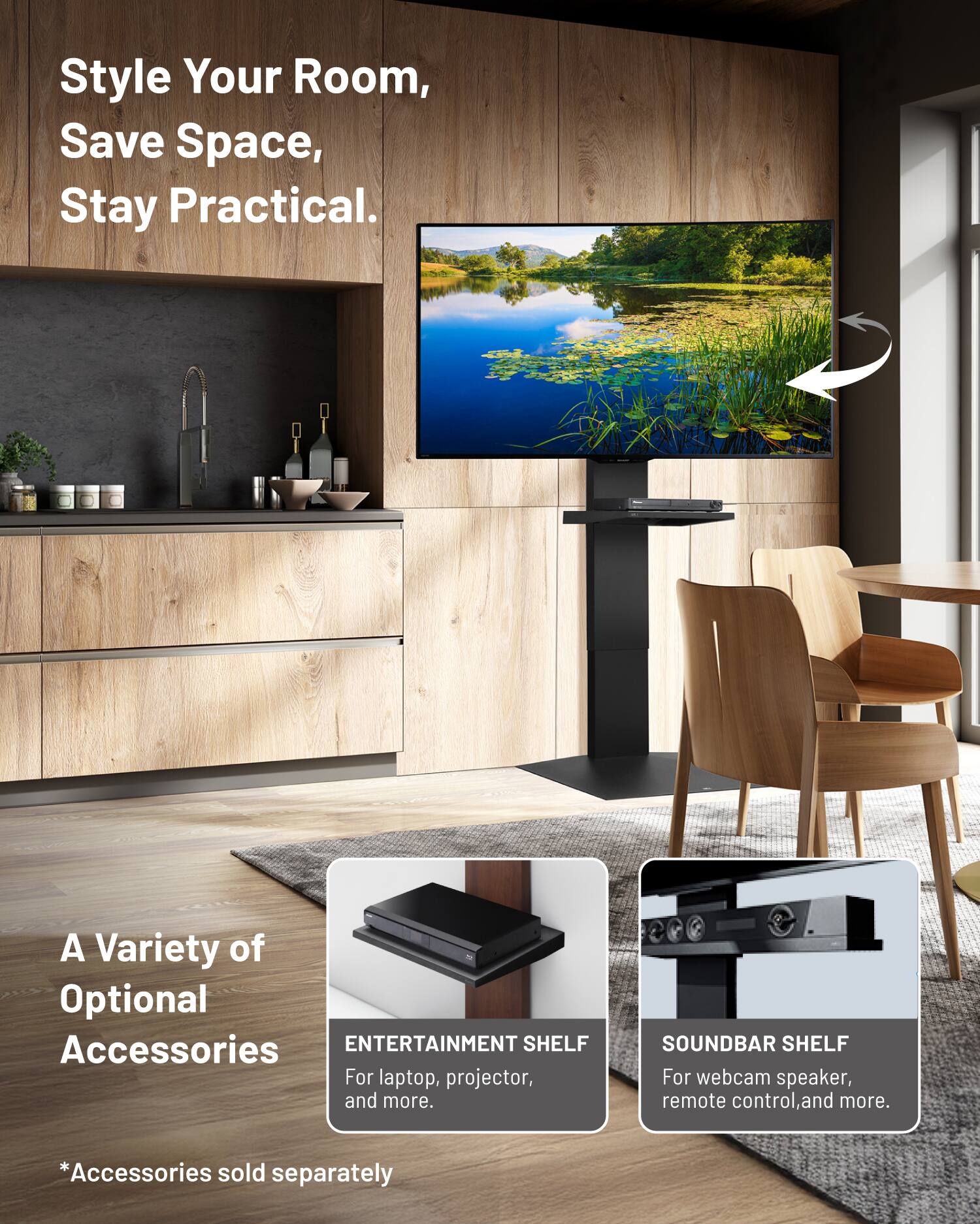 WALL V3 SW High Type – Sleek Shallow Floor TV Stand for Extra