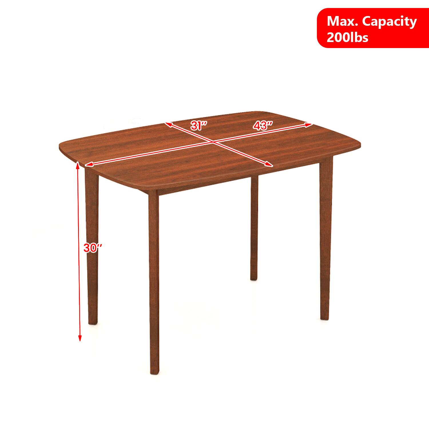 Max. Capacity 200lbs  
31" x 43" x 30"