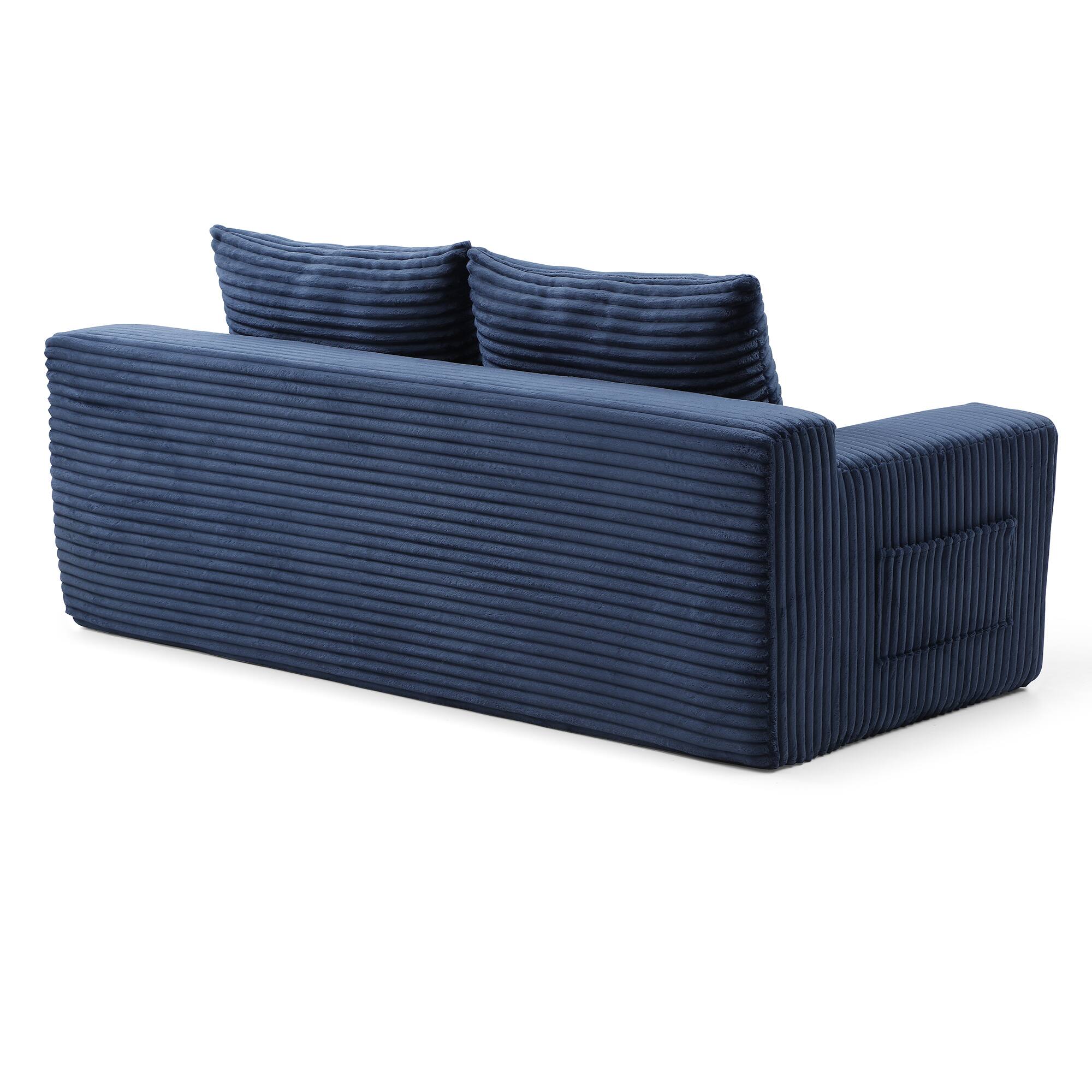 Alt View 6. Trinkets Crazed - Memory Foam Cloud Loveseat Sofa,2 in 1 Convertible Folding Couch Bed,No Assembly Compressed Corduroy Floor Lounge Sofa - Blue.