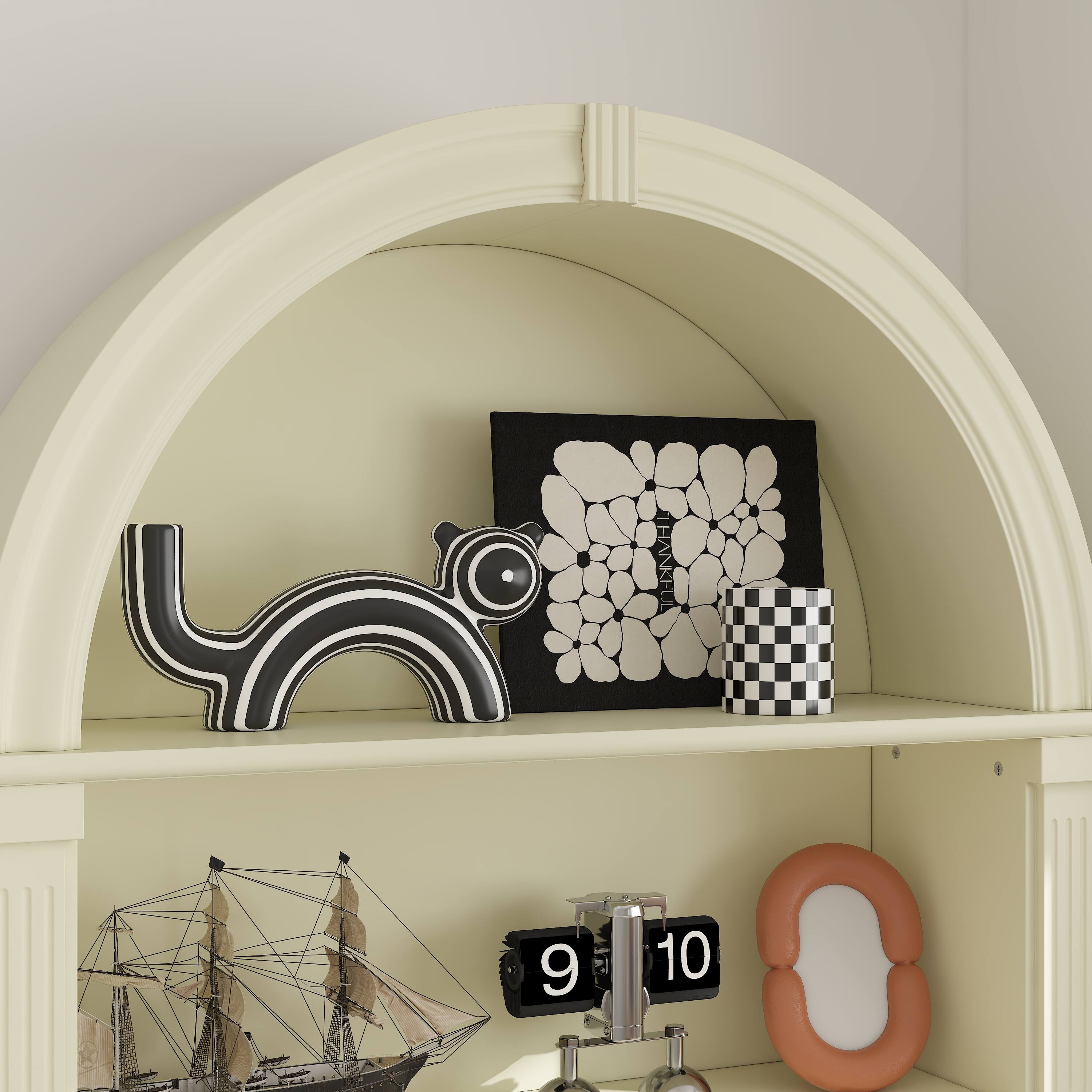 Alt View 4. Famapy - Famapy Arch - Top Display Cabinet: French - Inspired Charm + Smart Storage - White.
