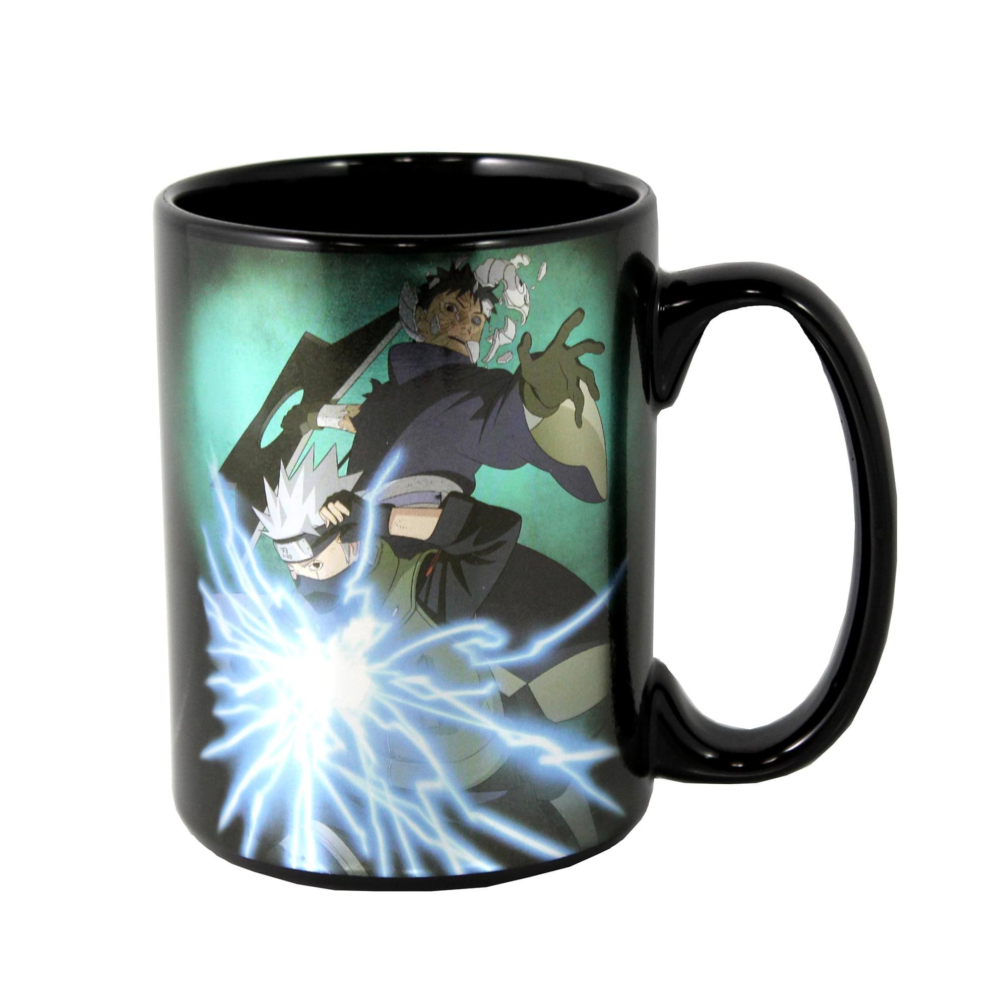 Front. Just Funky - Naruto Shippuden Kakashi and Obito 16 Ounce Ceramic Mug - Black/White.