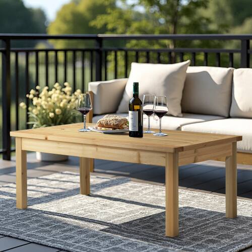 Alt View 5. Winado - 44in Patio Wooden Coffee Accent Side Table for Indoor/Outdoor Resistant Table Furniture - Natural.
