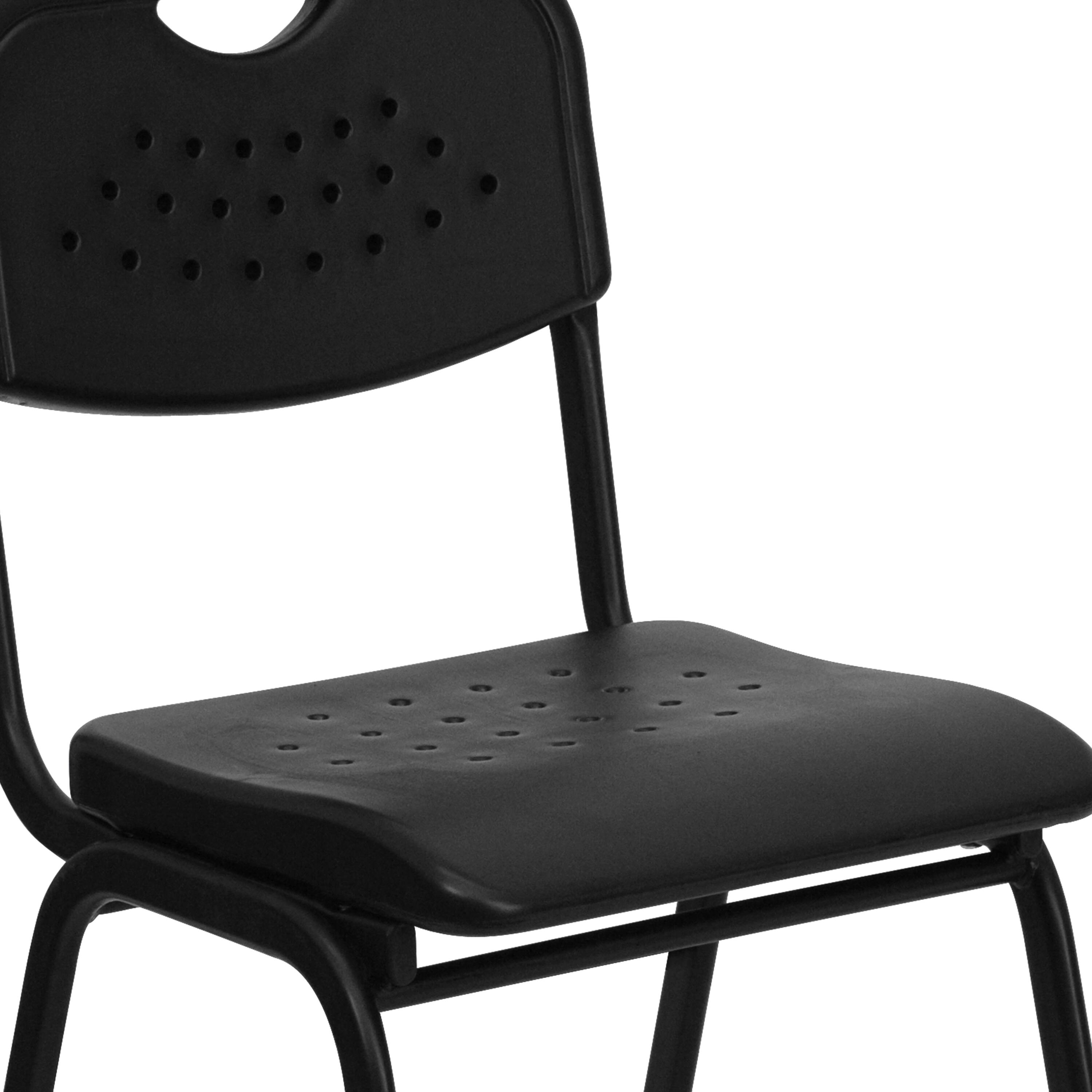 Alt View 8. Emma + Oliver - 880 lb. Capacity Plastic Stack Chair with Open Back - Black.