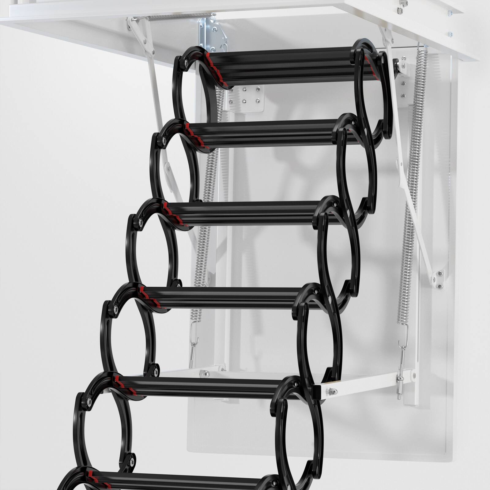 Alt View 2. Topteng - Upgraded 11-Steps Loft Ladder - Foldable Pulldown Design, Alloy Steel, 660lb Capacity, for Attic & Roof Access - Black.