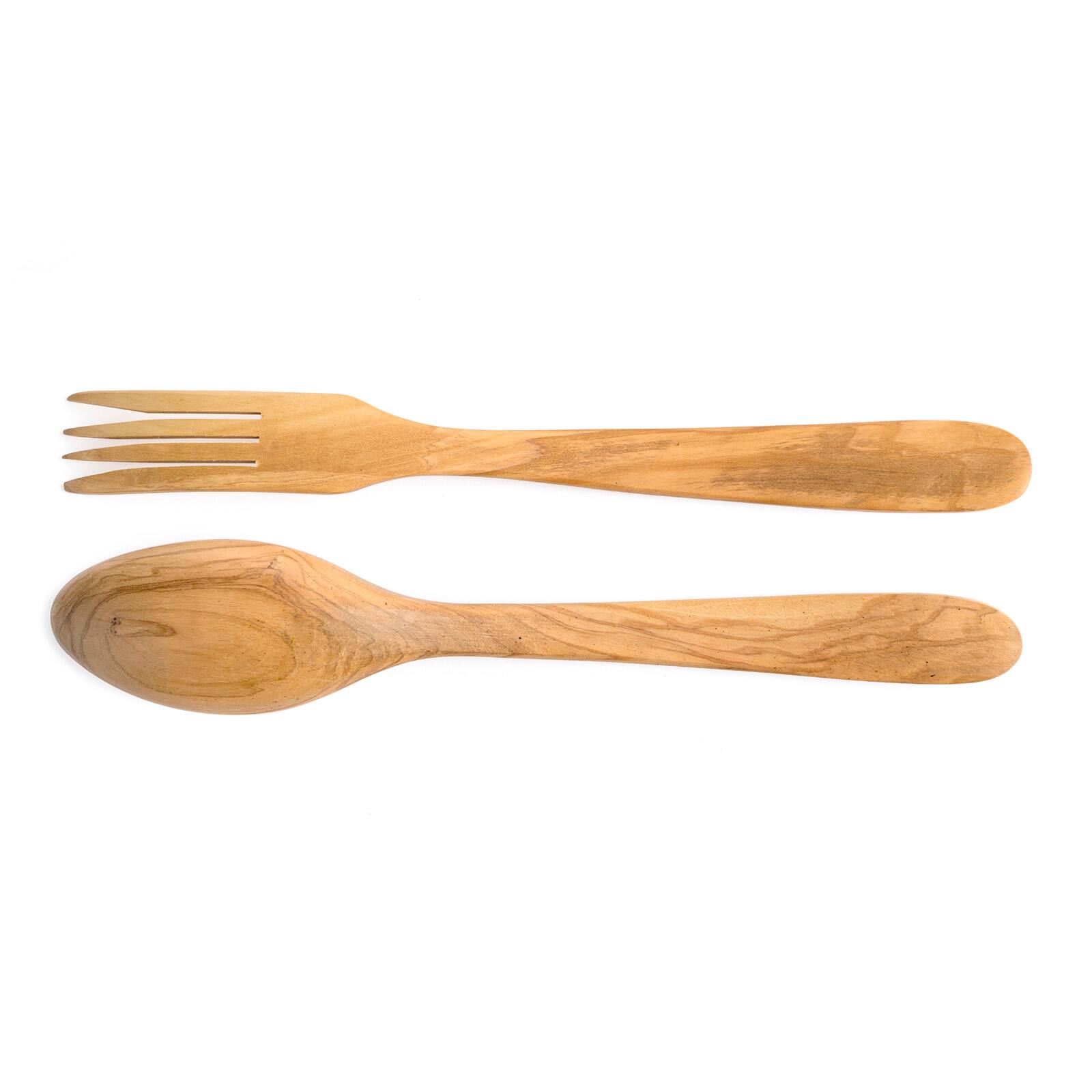 Alt View 4. Berard - Handcrafted Olive Wood 2 Piece Salad Serving Set, 12 Inch - Brown.