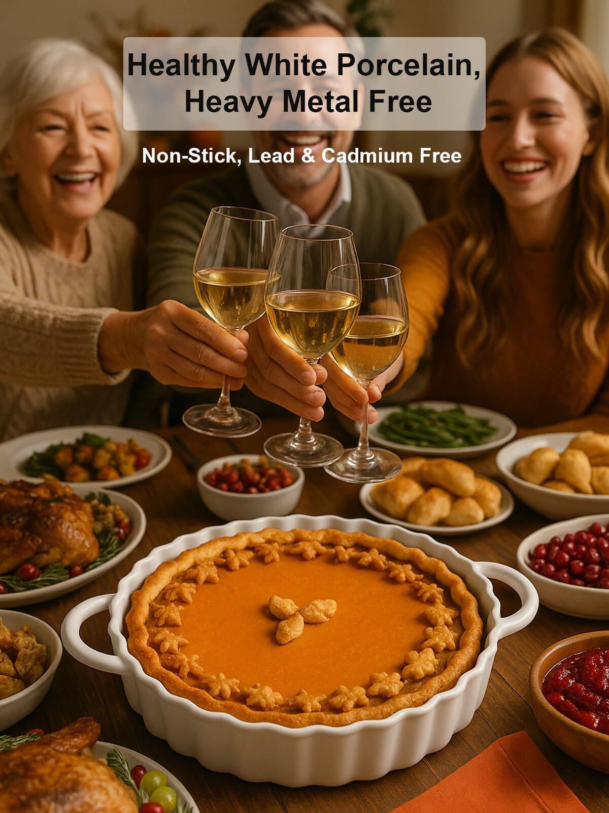 Healthy White Porcelain, Heavy Metal Free  
Non-Stick, Lead & Cadmium Free