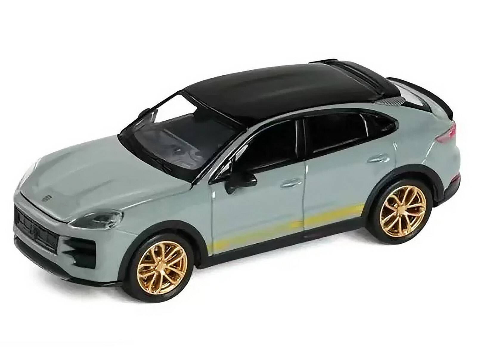 Alt View 1. Trends Hobby - Porsche Cayenne Turbo GT Gray with Black Top and Gold Stripes 1/64 Diecast Model Car by Trends Hobby.
