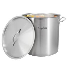 MegaChef - Professional Kitchen 38.5 Quart Round Stainless Steel Stock Pot with Lid - Silver
