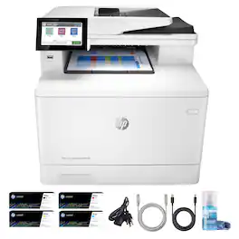 HP - LaserJet Enterprise MFP M480f Color Laser Printer (3QA55A#BGJ) + Printer Cable + Network Cable + More