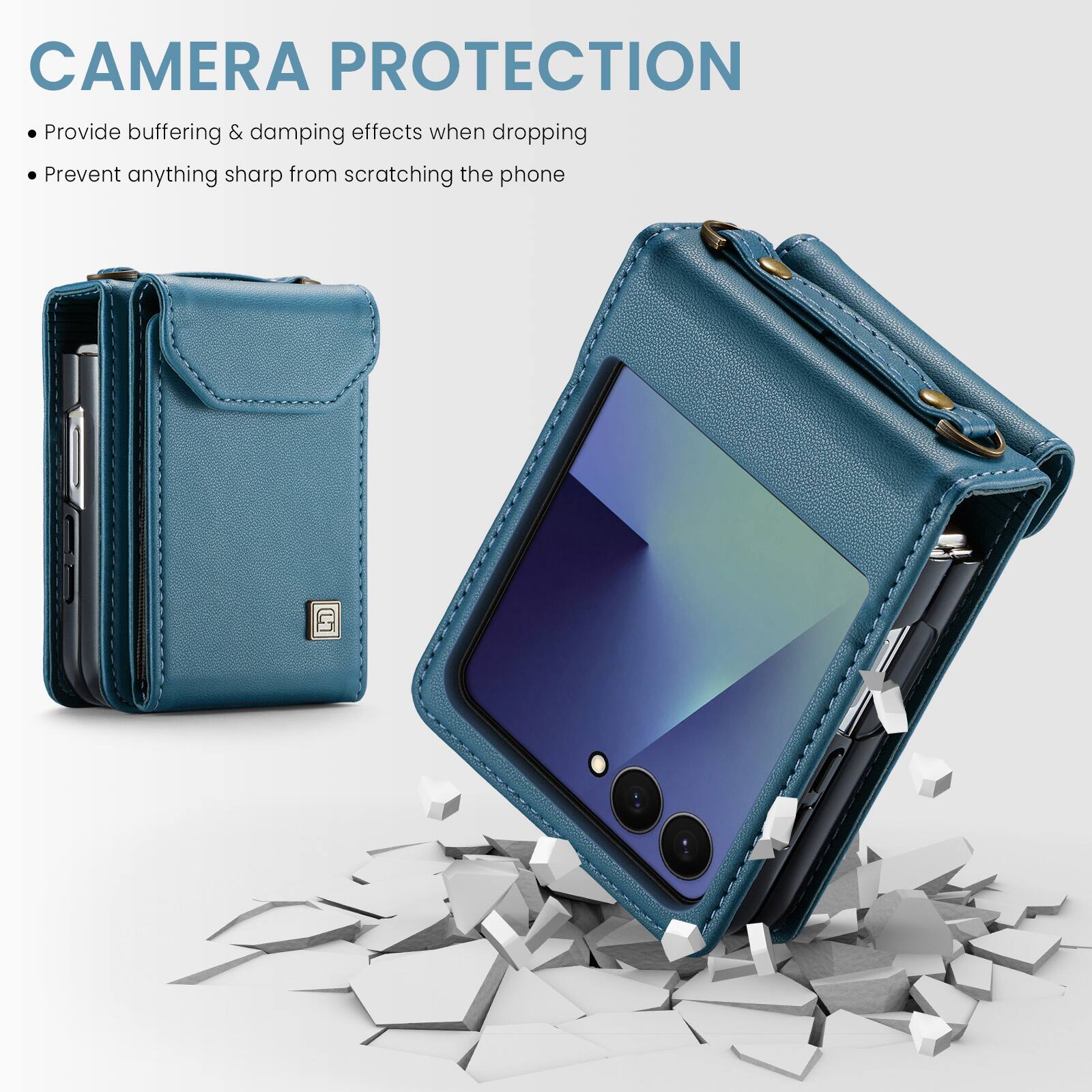 CAMERA PROTECTION  
- Provide buffering & damping effects when dropping  
- Prevent anything sharp from scratching the phone