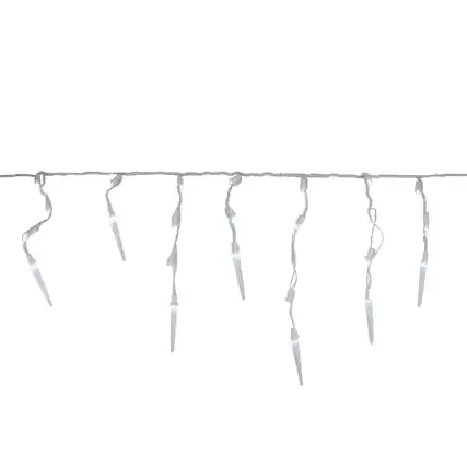 Front. Brite Star - LED Icicle Mini Christmas Lights - Pure White - 5.75 ft White Wire - 60ct - White.