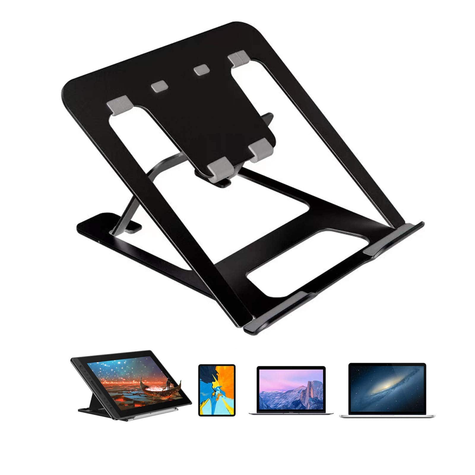 HongFei - Adjustable Drawing Tablet Stand Drawing Pen Display Aluminum Ventilated Stand Holder for Wacom, Cintiq, XP-Pen - Black