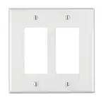 Front. Leviton - 2-Gang Decora/Rocker Nylon Midway/Midsize Wall Plate 1-Pack PJ262 R52-PJ262-00W - White.