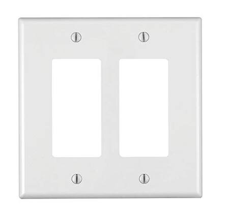 Front. Leviton - 2-Gang Decora/Rocker Nylon Midway/Midsize Wall Plate 1-Pack PJ262 R52-PJ262-00W - White.