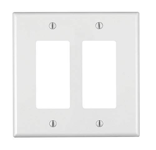 Front. Leviton - 2-Gang Decora/Rocker Nylon Midway/Midsize Wall Plate 1-Pack PJ262 R52-PJ262-00W - White.