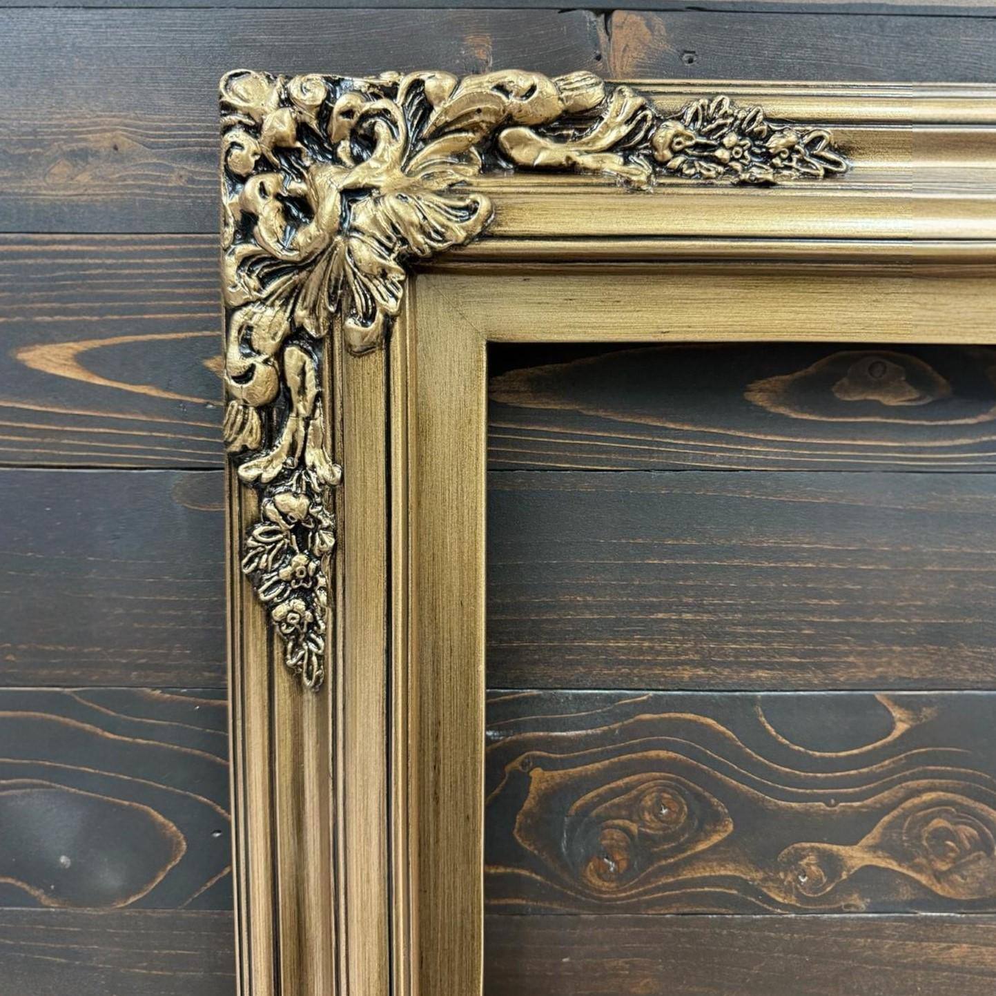 Back. LAREDO FRAME FACTORY - 65 inch Handmade ornate Tv frame for Samsung The Frame tv and Frame Pro Model - ANTIQUE GOLD.