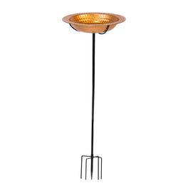 Sunnydaze - Iron Staked Bird Bath or Feeder - 12 in - Copper