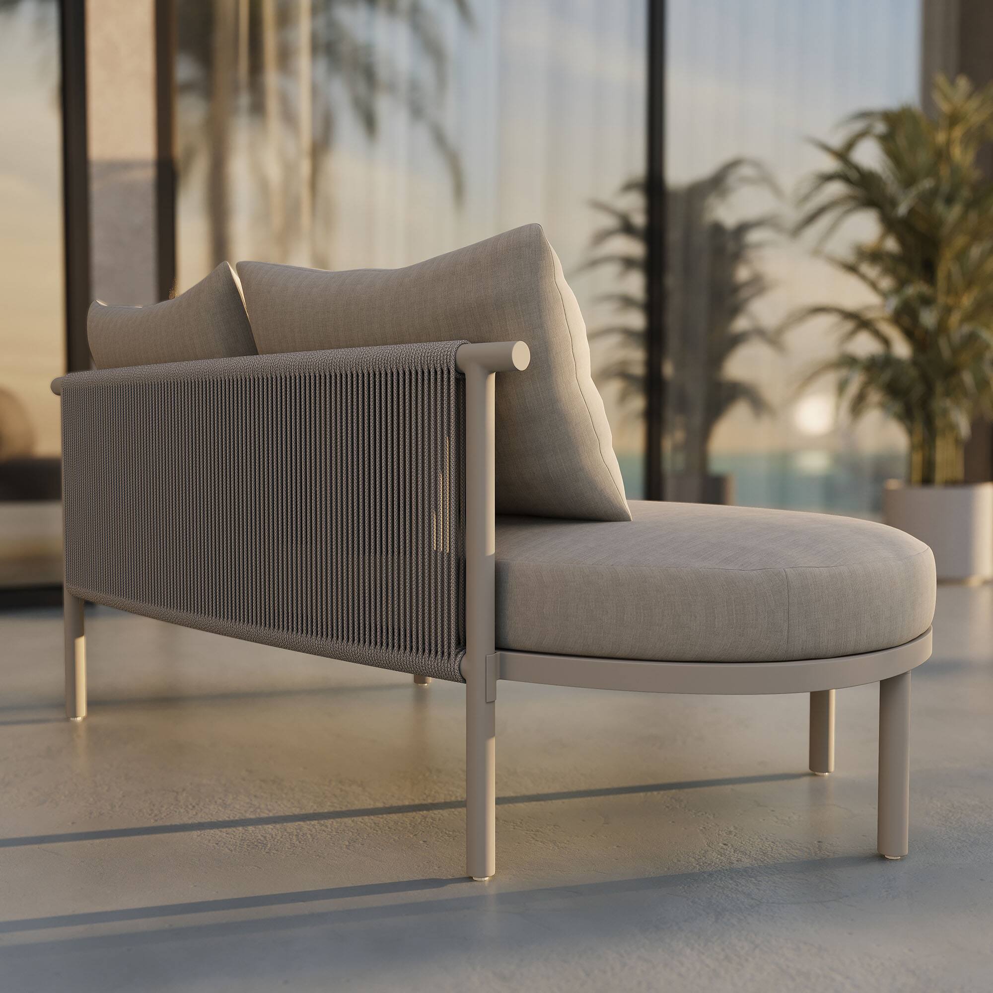 Alt View 1. Modway - Porta Left-Arm Facing Outdoor Aluminum Modular Piece by Modway - Khaki Stone.